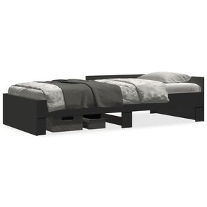 vidaXL Cadre de lit sans matelas noir 75x190 cm bois ing&eacute;nierie