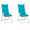 vidaXL Coussins de chaise de jardin &agrave; dossier haut lot de 2 turquoise
