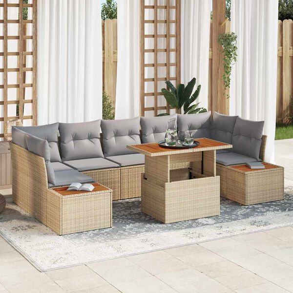 vidaXL Ensemble de salle &agrave; manger pour jardin 8 pcs Beige et gris