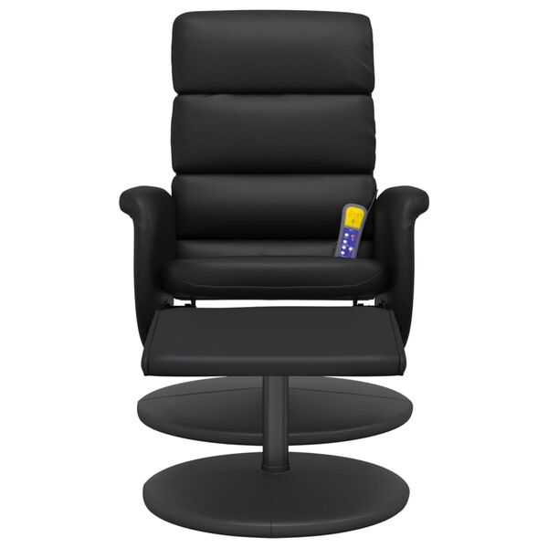 vidaXL Fauteuil inclinable de massage avec repose-pied noir similicuir