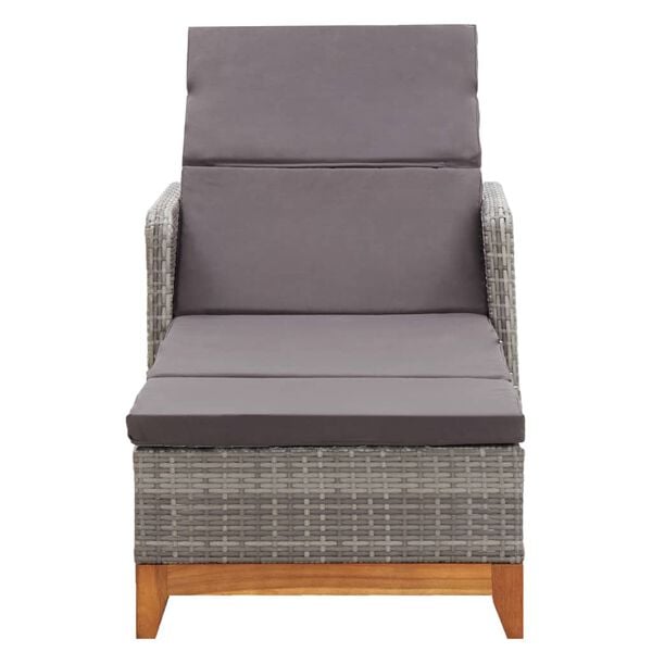 vidaXL Chaise longue R&eacute;sine tress&eacute;e et bois d'acacia massif Gris