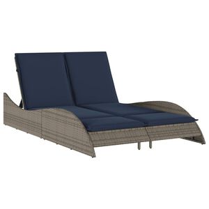 vidaXL Chaise longue avec coussins Gris 114 x 205 x 73 cm R&eacute;sine tress&eacute;e