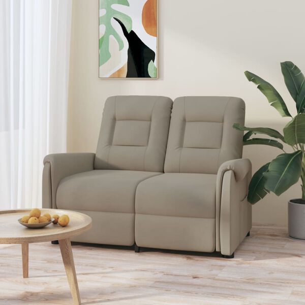 vidaXL Fauteuil inclinable &agrave; 2 places Gris clair Tissu microfibre