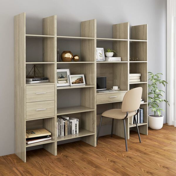 vidaXL Ensemble de biblioth&egrave;que 4 pcs Ch&ecirc;ne sonoma Bois d'ing&eacute;nierie