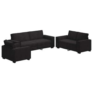 vidaXL Ensemble de canap&eacute;s 3 pcs avec coussins Noir Velours