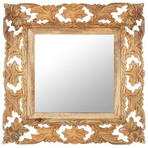 vidaXL Miroir sculpt&eacute; &agrave; la main Marron 50x50cm Bois de manguier massif