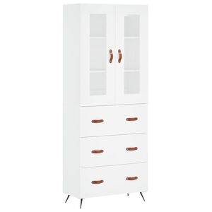 vidaXL Buffet haut Blanc 69,5x34x180 cm Bois d'ing&eacute;nierie