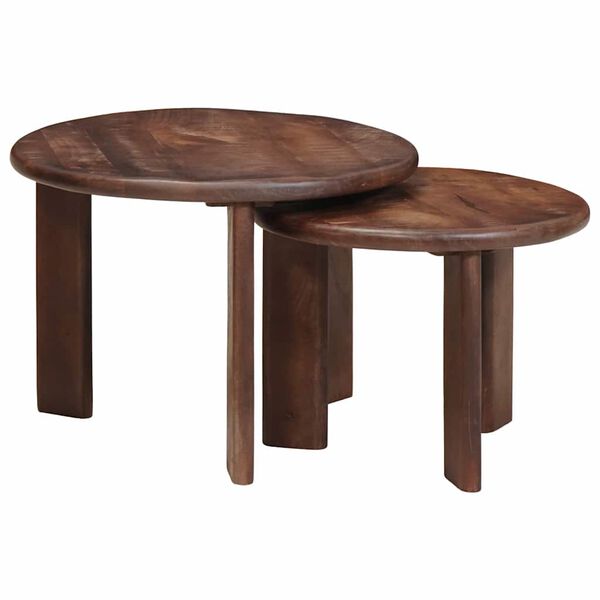vidaXL Tables gigognes 2 pcs Marron foncé Bois de mangue massif