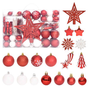 vidaXL Ensemble de boules de No&euml;l 108 pcs Rouge et blanc