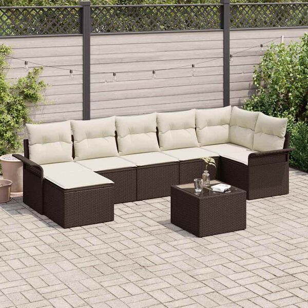 vidaXL Ensemble de canap&eacute; de jardin 8 pcs Marron Poly rotin