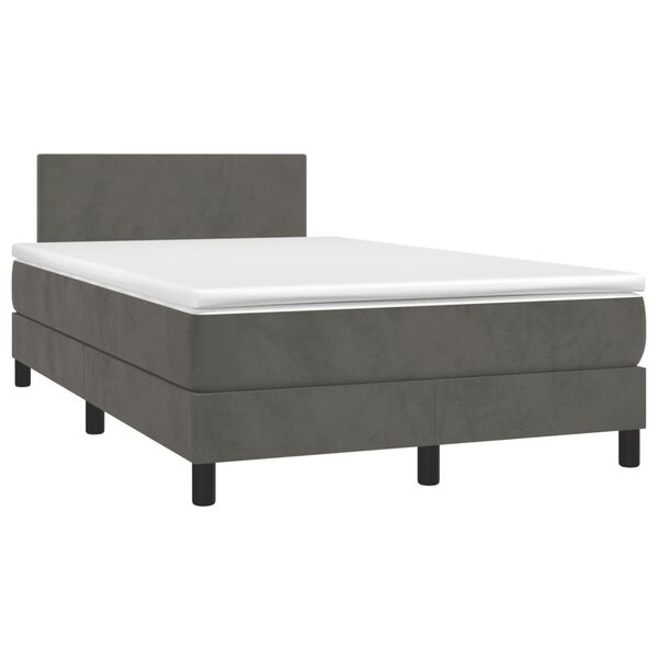 vidaXL Sommier &agrave; lattes de lit et matelas Gris fonc&eacute; 120x200cm Velours
