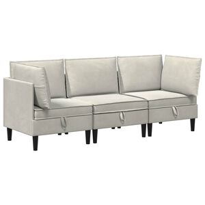 vidaXL Ensemble de meubles pour le salon 3 pcs Cr&egrave;me Velours
