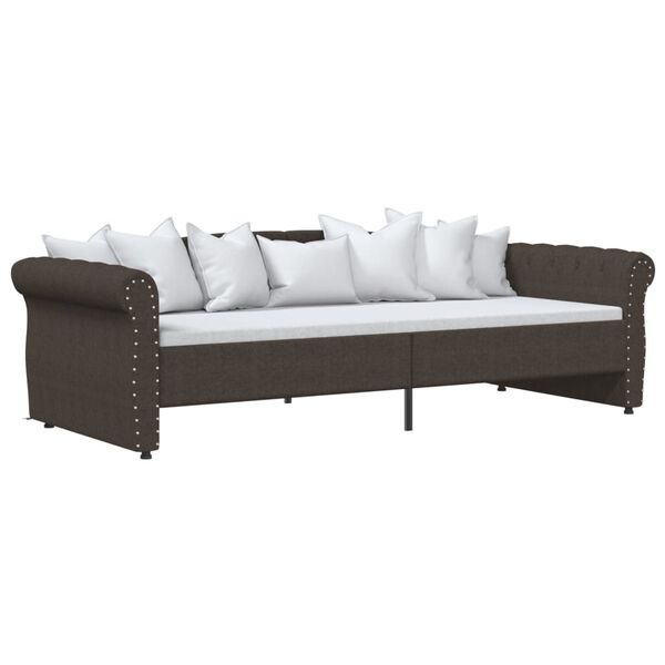 vidaXL Lit avec éclairage USB Marron foncé Tissu 90x200 cm