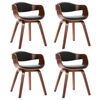 vidaXL Chaises &agrave; manger lot de 4 bois courb&eacute; et similicuir