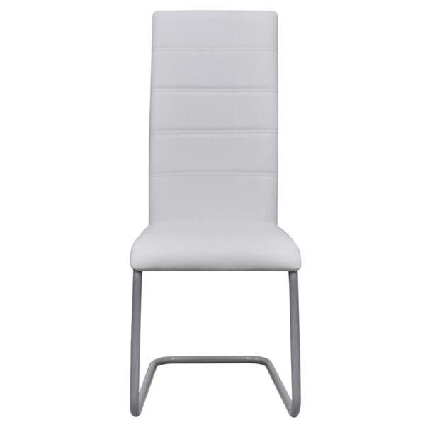 vidaXL Chaises &agrave; manger cantilever lot de 4 blanc similicuir
