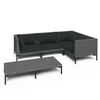 vidaXL Salon de jardin 5 pcs avec coussins R&eacute;sine tress&eacute;e Gris fonc&eacute;
