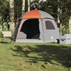 vidaXL Tente de familiale igloo 6 personnes gris orange imperméable