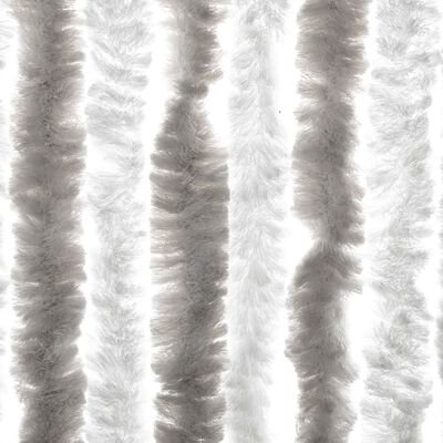 vidaXL Rideau anti-mouches gris clair et blanc 56x200 cm chenille