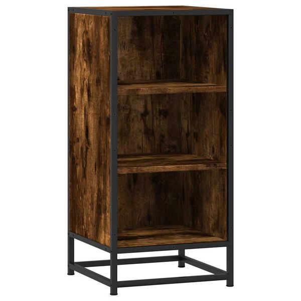 vidaXL Buffet ch&ecirc;ne fum&eacute; 35,5x35x76 cm bois d'ing&eacute;nierie et m&eacute;tal
