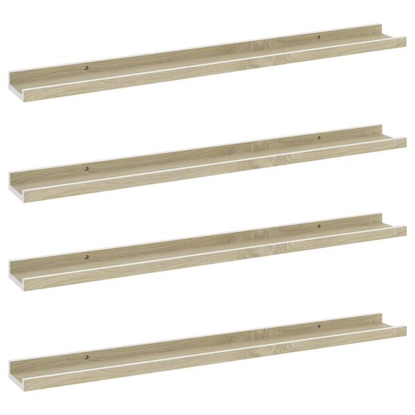 vidaXL Étagères murales 4 pcs blanc et chêne sonoma 80x9x3 cm