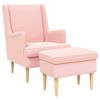 vidaXL Fauteuil avec pouf 2 pc Rose Boucl&eacute;
