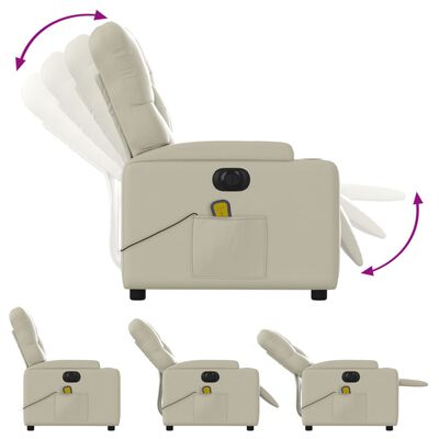 vidaXL Fauteuil de massage inclinable électrique crème similicuir