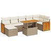 vidaXL Salon de jardin avec coussins 8 pcs beige r&eacute;sine tress&eacute;e acacia
