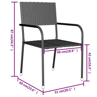 vidaXL Ensemble à manger de jardin 3 pcs Résine tressée Gris