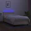 vidaXL Sommier &agrave; lattes de lit avec matelas LED Cr&egrave;me 80x200cm Tissu