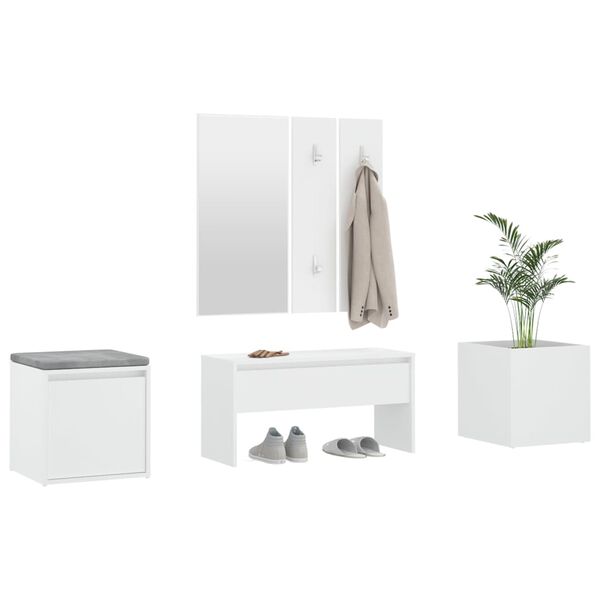 vidaXL Ensemble de meubles de couloir Blanc Bois d'ing&eacute;nierie