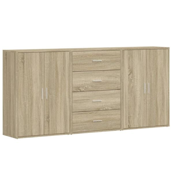 vidaXL Buffets 3 pcs chêne sonoma 60x31x84 cm bois d'ingénierie