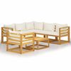 vidaXL Salon de jardin 7 pcs avec coussin Cr&egrave;me Bois d'acacia solide