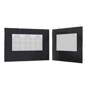 vidaXL Paroi de tente de r&eacute;ception 2 pcs avec fen&ecirc;tre PE Anthracite