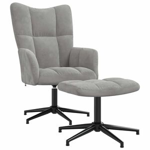 vidaXL Chaise de relaxation avec tabouret Gris clair Velours