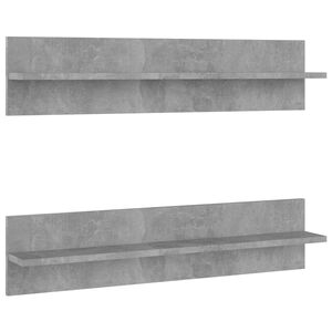 vidaXL &Eacute;tag&egrave;res murales 2pcs Gris b&eacute;ton 80x11,5x18cm bois d'ing&eacute;nierie