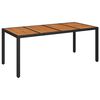 vidaXL Table de jardin dessus en bois Noir 190x90x75 cm R&eacute;sine tress&eacute;e