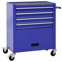 vidaXL Chariot à outils avec 4 tiroirs Acier Bleu