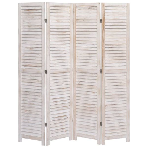 vidaXL Cloison de s&eacute;paration 4 panneaux Blanc 140x165 cm Bois