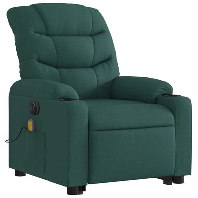 vidaXL Fauteuil inclinable de massage électrique Vert foncé Tissu