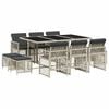 vidaXL Ensemble &agrave; manger de jardin 11pcs avec coussins gris poly rotin
