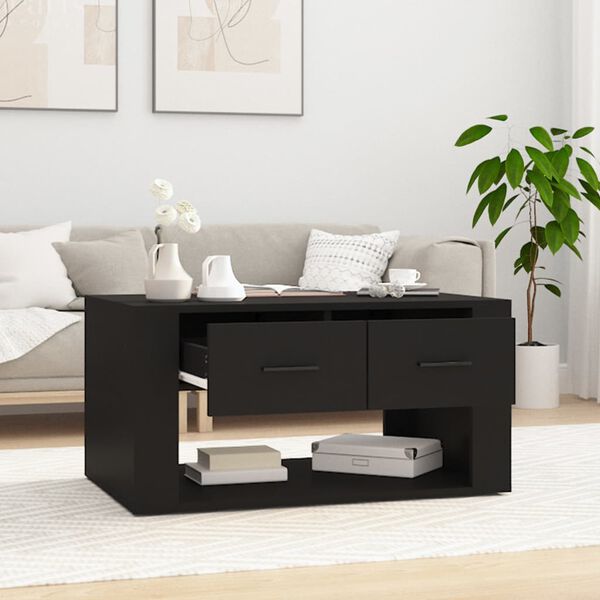 vidaXL Table basse Noir 80x50x40 cm Bois d'ing&eacute;nierie