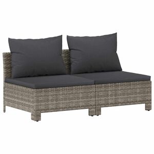 vidaXL Canap&eacute; de jardin 2 places avec coussins Gris R&eacute;sine tress&eacute;e