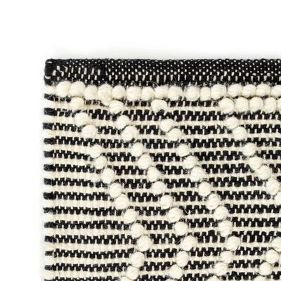 vidaXL Tapis en laine tissée à la main 120x170 cm Noir/Blanc