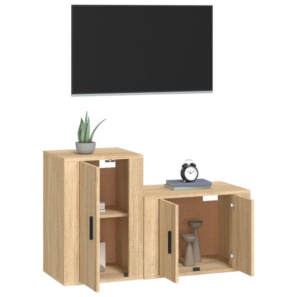 vidaXL Ensemble de meubles TV 2 pcs ch&ecirc;ne sonoma bois d'ing&eacute;nierie