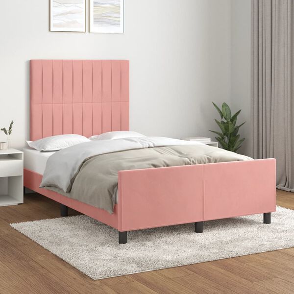 vidaXL Cadre de lit sans matelas rose 120x190 cm velours