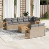 vidaXL Salon de jardin avec coussins 9 pcs beige r&eacute;sine tress&eacute;e