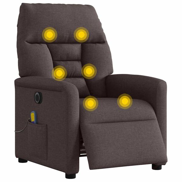vidaXL Fauteuil de massage inclinable électrique Marron foncé Tissu