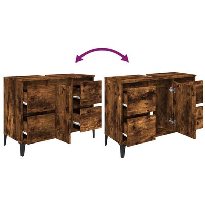 vidaXL Meuble d'évier chêne fumé 80x33x60 cm bois d'ingénierie