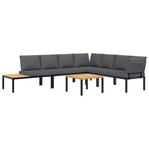vidaXL Salon de jardin 5 pcs avec coussins noir aluminium