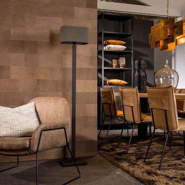 WallArt Panneaux muraux en cuir Belcher Marron rugueux 16 pcs